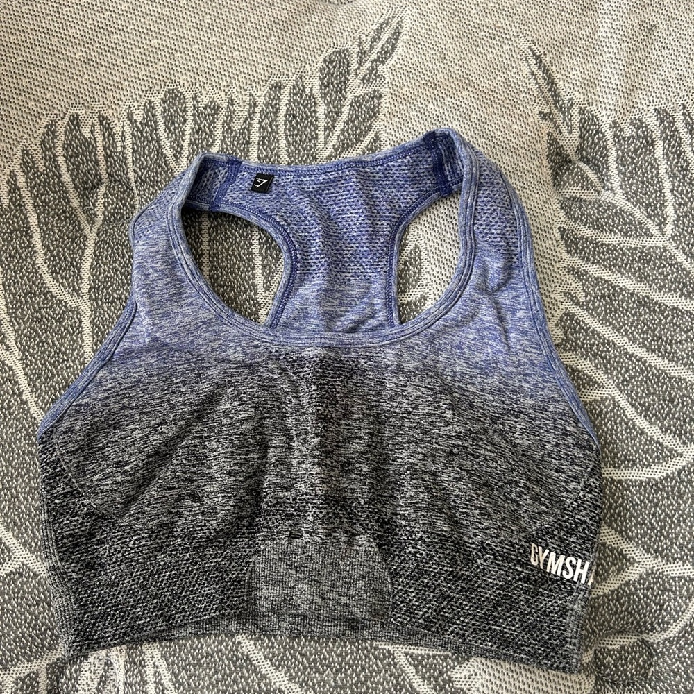 Gymshark Blue and Gray Sports Bra for Active Comfort